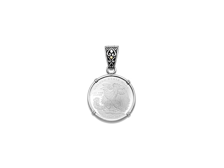 Silver Treasures by Samuel B. Silver/18k Gold Accent 1/10 oz Walking Liberty Round Pendant