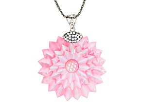 Silver Treasures by Samuel B. Carved Pink Mother Of Pearl Sterling Silver Pendant With Chain