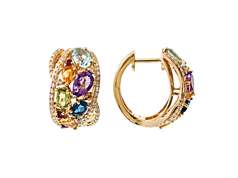 Multi Gemstone Rhodium & 24K Yellow Gold Over Palladium Sterling
