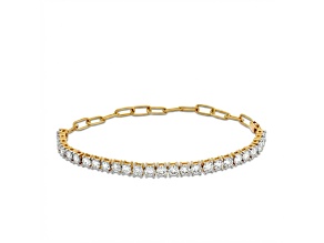 Round White Lab-Grown Diamond F SI2 14K Yellow Gold Bracelet 4.00ctw