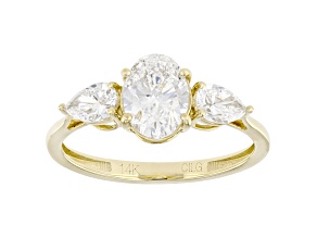 White Lab-Grown Diamond F/VS1 14kt Yellow Gold 3-Stone Ring 1.50ctw