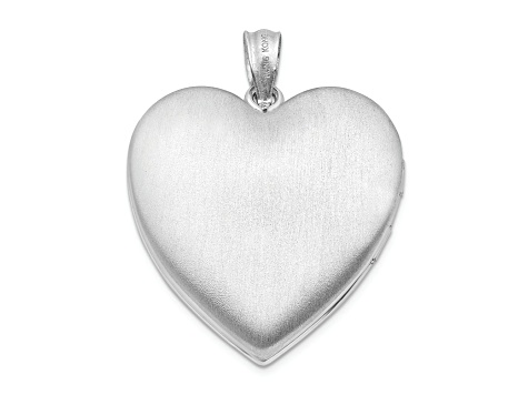Rhodium Over Sterling Silver 24mm with Diamond Star Design Heart Locket