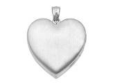Rhodium Over Sterling Silver 24mm with Diamond Star Design Heart Locket