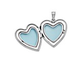Rhodium Over Sterling Silver 24mm with Diamond Star Design Heart Locket