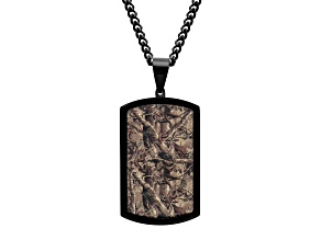 Black Ion-Plated Stainless Steel & Camo Design Carbon Fiber Dog Tag