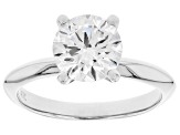 14K White Gold Round IGI Certified Lab Grown Diamond Solitaire Ring 2.0ct, F Color/VS2 Clarity