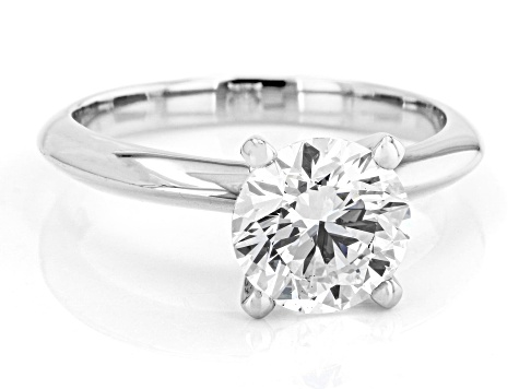 14K White Gold Round IGI Certified Lab Grown Diamond Solitaire Ring 2.0ct, F Color/VS2 Clarity