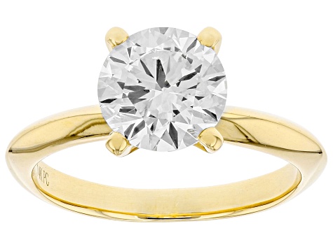 14K Yellow Gold Round IGI Certified Lab Grown Diamond Solitaire Ring 2.0ct, F Color/VS2 Clarity