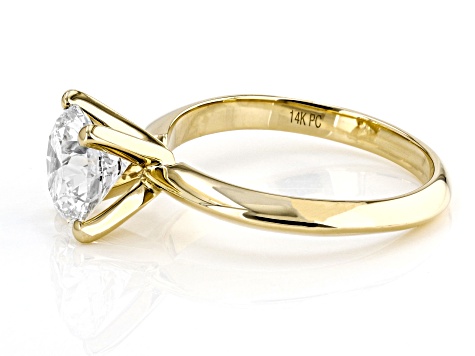 14K Yellow Gold Round IGI Certified Lab Grown Diamond Solitaire Ring 2.0ct, F Color/VS2 Clarity