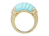 Judith Ripka Carved Blue Turqouise And Bella Luce 14K Yellow Gold Clad Ring