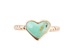 Barse Jewelry Blue Composite Turquoise Gold Tone "My Heart" Ring