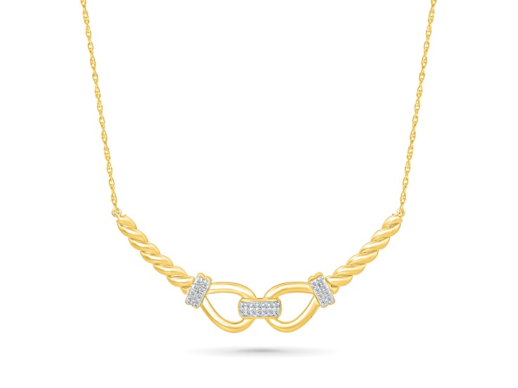 White Diamond 14K Yellow Gold Over Sterling Silver Station Necklace 0.16ctw