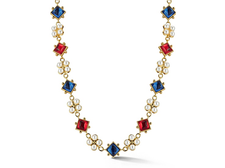 Rachel Zoe 14K Gold Over Brass Faux Pearl and Cubic Zirconia Collar Necklace