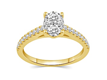 Picture of Oval Shape Diamond 14K Yellow Gold Bridal Ring I Color I1 Clarity IGI Certified, 0.75ctw