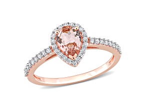 Morganite and Diamond 10K Rose Gold Ring 0.99ctw