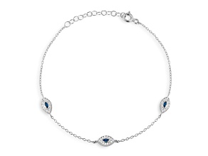 Sterling Statements Rhodium Over Sterling Silver CZ Triple Evil Eye Bracelet