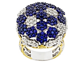 Cobalt Blue Spinel Rhod/24k Yellow Gold Over Palladium Sterling Silver Ring 4.23ctw