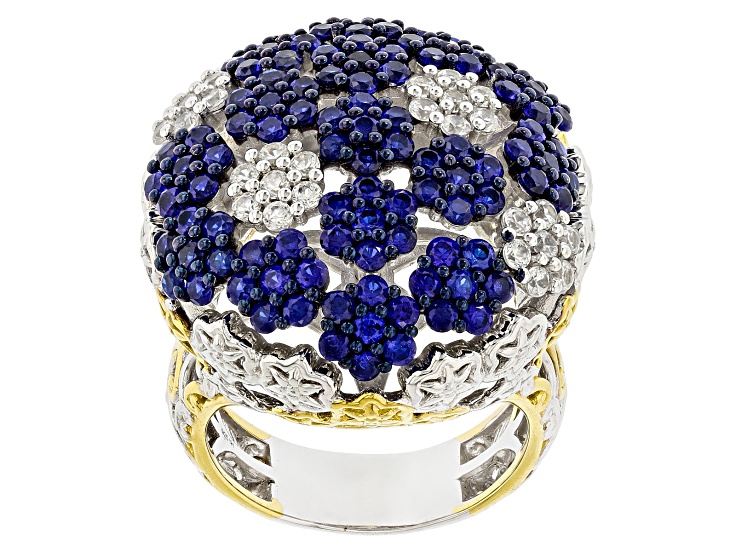 Cobalt Blue Spinel Rhod/24k Yellow Gold Over Palladium Sterling Silver Ring 4.23ctw
