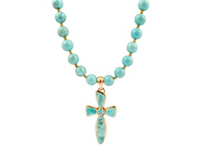 Barse Jewelry Blue Composite Turquoise & Blue Magnesite Las Cruces Cross Necklace