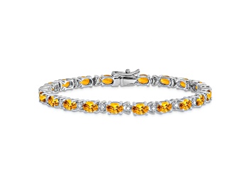 Picture of Rhodium Over 14k White Gold Oval Citrine and Diamond Bracelet
