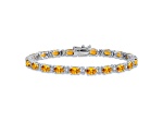 Rhodium Over 14k White Gold Oval Citrine and Diamond Bracelet