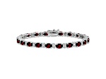Rhodium Over 14k White Gold Oval Garnet and Diamond Bracelet