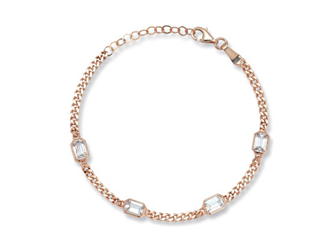 Sterling Statements 14K Rose Gold Over Sterling Silver Emerald CZ Station Bracelet
