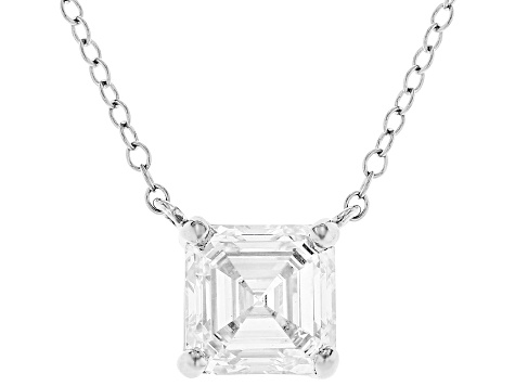 Certified Asscher Cut White Lab-Grown Diamond F VS1 14K White Gold Necklace 2.00ct