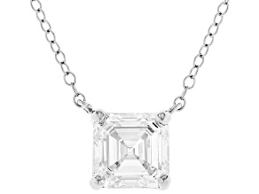 Certified Asscher Cut White Lab-Grown Diamond F VS1 14K White Gold Necklace 2.00ct