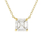 Certified Asscher Cut White Lab-Grown Diamond F VS1 14K Yellow Gold Necklace 2.00ct