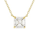Certified Asscher Cut White Lab-Grown Diamond F VS1 14K Yellow Gold Necklace 2.00ct