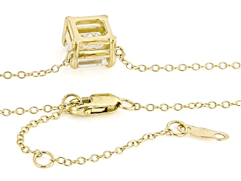 Certified Asscher Cut White Lab-Grown Diamond F VS1 14K Yellow Gold Necklace 2.00ct