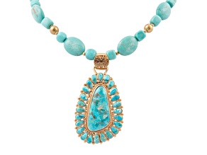 Barse Jewelry Sedona Blue Composite Turquoise With Blue Magnesite Gold Tone Necklace