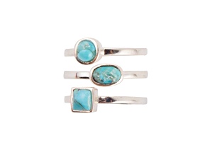 Barse Jewelry Silver Blue Turquoise Stackable Ring