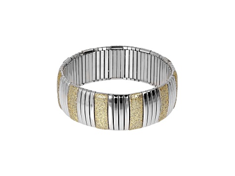 Sophisticated Steel Wide Glitter Stretch Bracelet