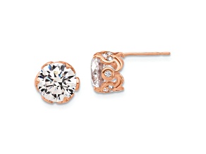 10k Rose Gold Polished Cubic Zirconia Stud Earrings