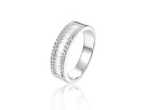 Baguette and Round White Topaz Sterling Silver Multi-Row Band Ring, 0.72ctw