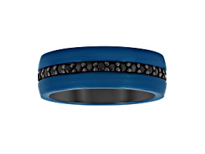Tungsten Comfort™ Black Sapphire Tungsten 8MM Blue Ion Plated Band