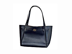 Michael Kors Reed Large Belted Tote Shoulder Leather Handbag in Black