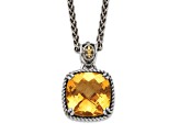 Sterling Silver Antiqued with 14K Accent Citrine Necklace