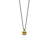 Sterling Silver Antiqued with 14K Accent Citrine Necklace