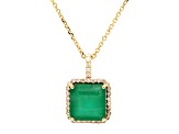 4.33 Ctw Emerald and 0.25 Ctw White Diamond Pendant in 14K YG