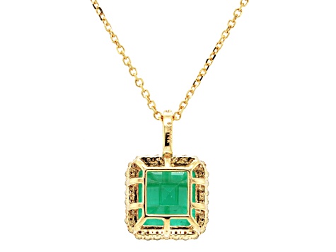4.33 Ctw Emerald and 0.25 Ctw White Diamond Pendant in 14K YG