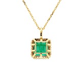 4.33 Ctw Emerald and 0.25 Ctw White Diamond Pendant in 14K YG