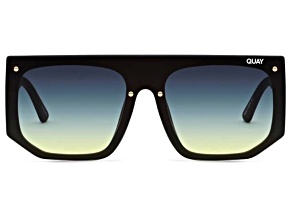QUAY "FULLY BOOKED" Black Shield Frame / Smoke Green Lenses Sunglasses