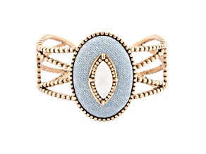 Barse Jewelry Blue Denim Dreams White Mother of Pearl Golden Cuff Bracelet