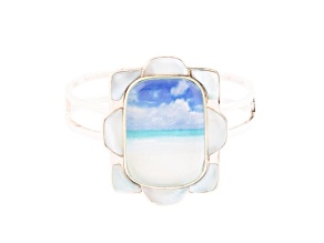 Barse Jewelry Blue Larimar Sterling Silver Scenic Beach Cuff Bracelet