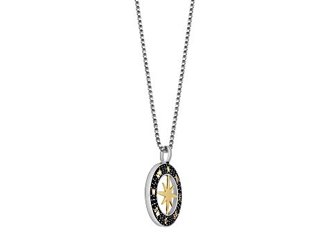 Black Spinel Rhodium and 18k Yellow Gold Over Sterling