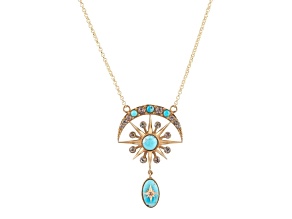 Barse Jewelry Blue Composite Turquoise Gold Tone Celestial Drop Necklace