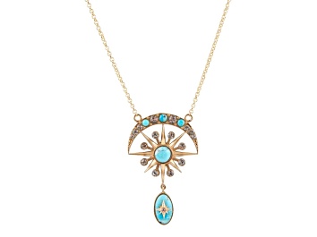 Picture of Barse Jewelry Blue Composite Turquoise Gold Tone Celestial Drop Necklace